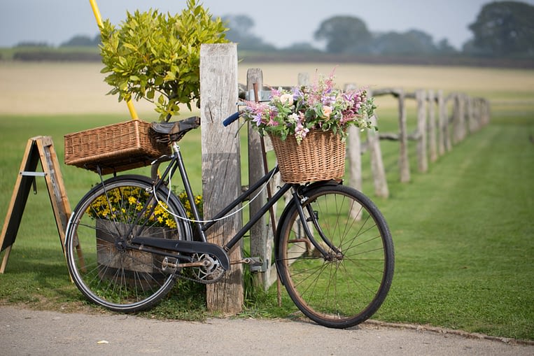 Old school bike with basket store